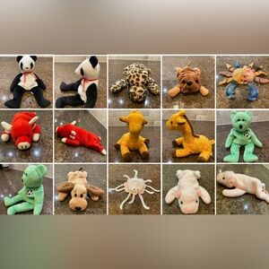 10 Ty Beanie Babies Plush Animal Toy Set - Multicolor